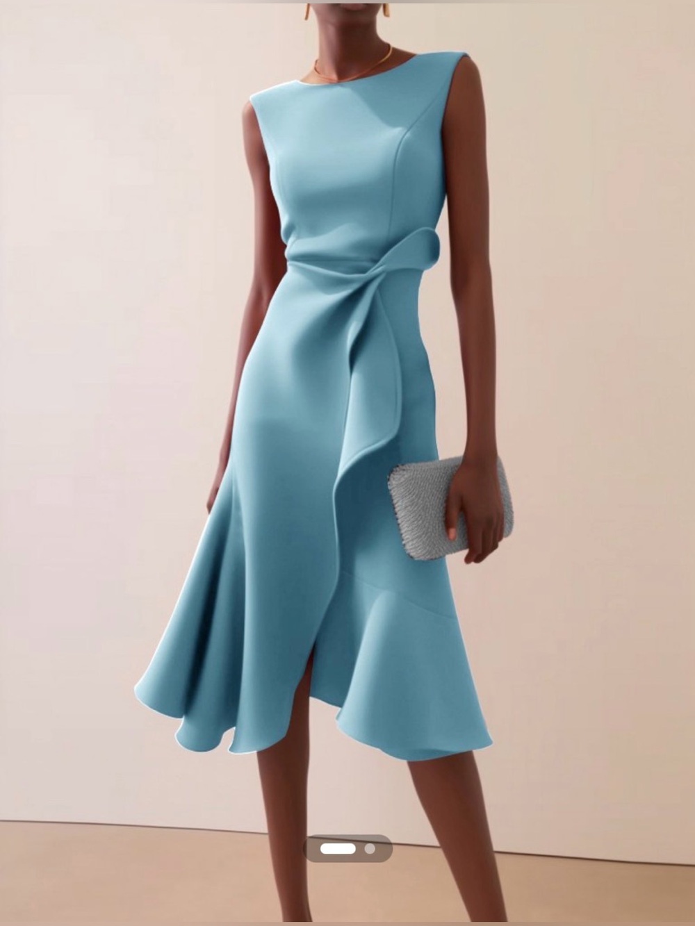 FEHAUTE Blue Ruffle Midi Dress US 6 NWT